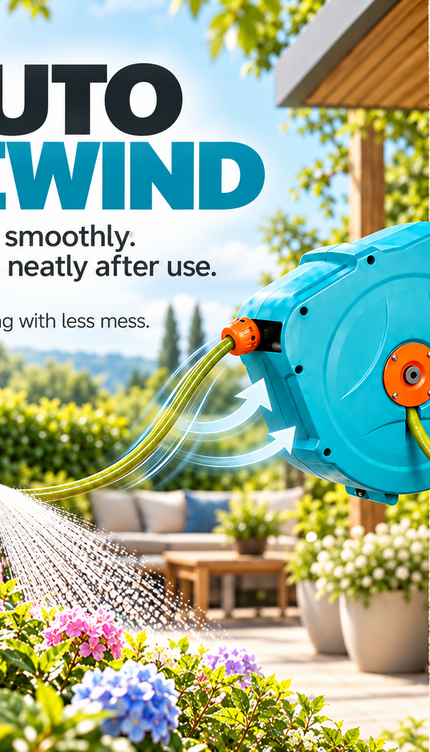 20M Wall Mounted Retractable Hose Reel with Spray Nozzle