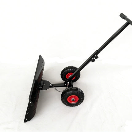 Snow Shovel with Wheels Adjustable Handle Multi Angle Snow Pusher Blade