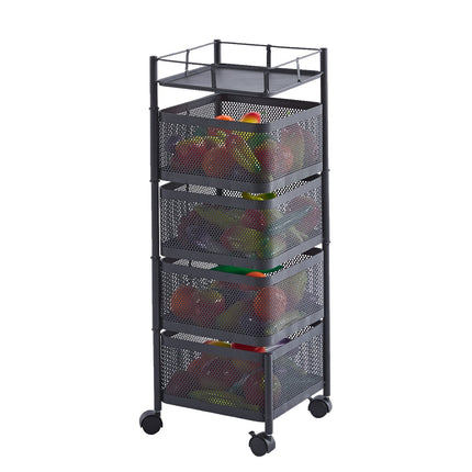 Storage Rack 5 Tier Rotating Kitchen Vegetable Trolley Cart Organizer Shelf