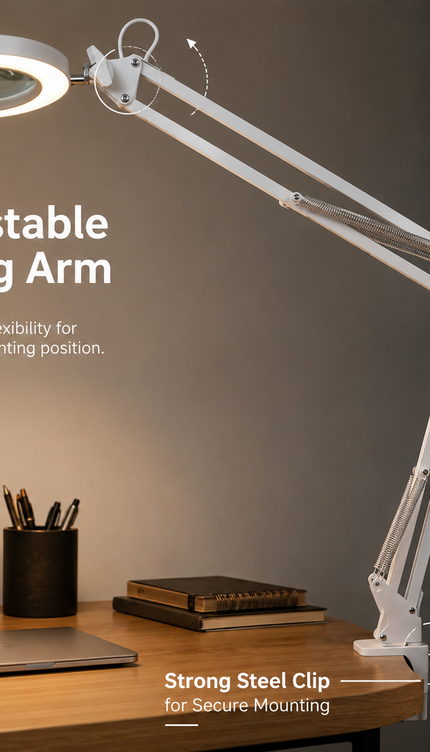 3X LED Magnifying Lamp with Swing Arm & Desk Clamp