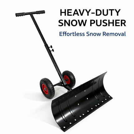 Snow Shovel with Wheels Adjustable Handle Multi Angle Snow Pusher Blade