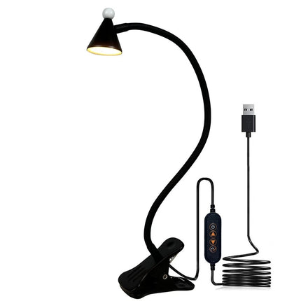 LED Desk Lamp Clip On Reading Light 3W Eye Care Flexible 10 Brightness Levels