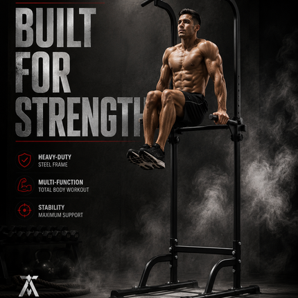 Power Tower Dip Station Pull Up Bar Adjustable Multi-Function Push up Gym Rack