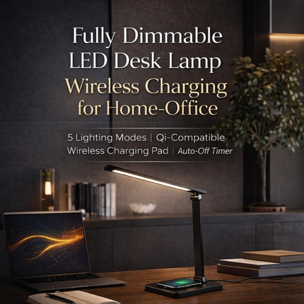 5 Lighting Modes Dimmable LED Desk Lamp Wireless Charging for Home Office
