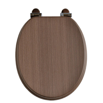 18" Universal Toilet Seat MDF Wooden Bathroom WC Easy Fit + Fittings Novelty