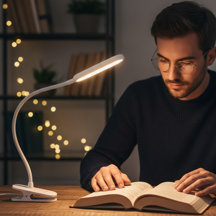 LED Clip Desk Lamp USB Powered Touch Dim 3 Modes Reading Study Bedside Office