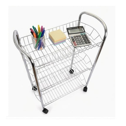 4 Tier  Vegetable & Fruit Trolley Basket Chrome Kitchen Storage Rack With Wheels