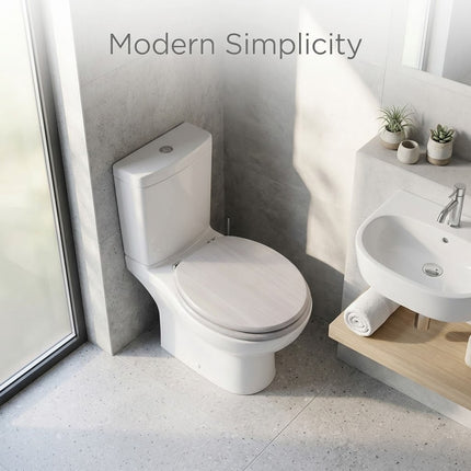18" Universal Toilet Seat Light Grey Wooden MDF Bathroom WC Easy Fit Seat