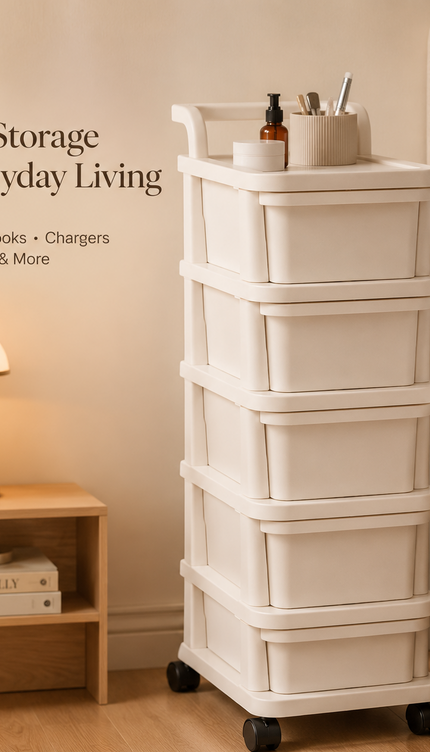 Plastic Storage Trolley Mobile Drawer Trolley 2/3/4/5 Tier with Wheels