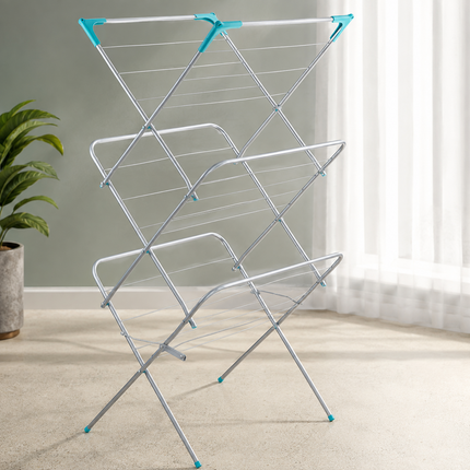 3 Tier Folding Clothes Airer Indoor Laundry Drying Rack Freestanding Metal Dryer
