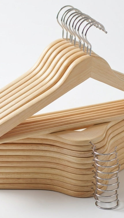 20 Pack Wooden Hangers Non Slip Flocked Coat Clothes Wardrobe Space Saving