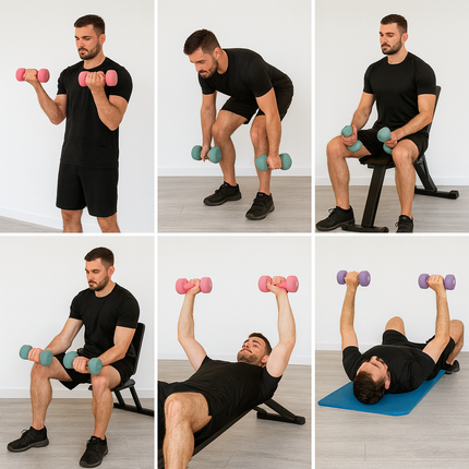 18kg Neoprene Hex Dumbbell Set
