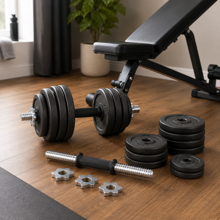 Weight Plates Cast Iron Dumbbell Handles Nuts Set