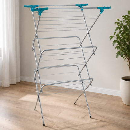 3 Tier Folding Clothes Airer Indoor Laundry Drying Rack Freestanding Metal Dryer