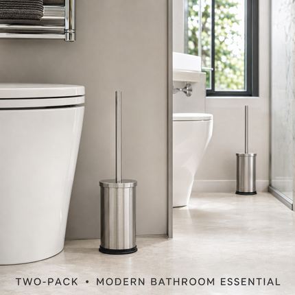 Stainless Steel Toilet Brush & Holder Bathroom WC Cleaning Brush Set Long Handle