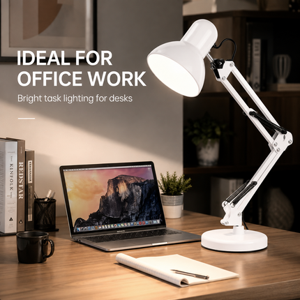 Adjustable Architect Desk Lamp E27 with Base & Clamp Metal Swing Arm Study Light