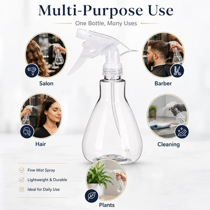 Trigger Spray Bottle 1L Empty Clear Sprayer for Salon Cleaning Plants Bottle