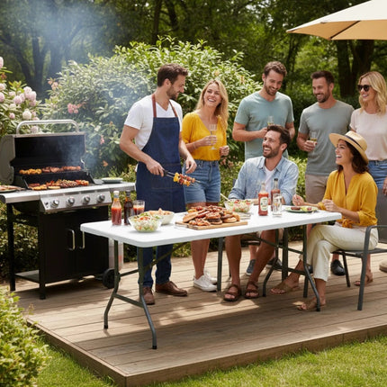 6ft CATERING CAMPING HEAVY DUTY PORTABLE FOLDING TABLE PICNIC/BBQ/PARTY - USED