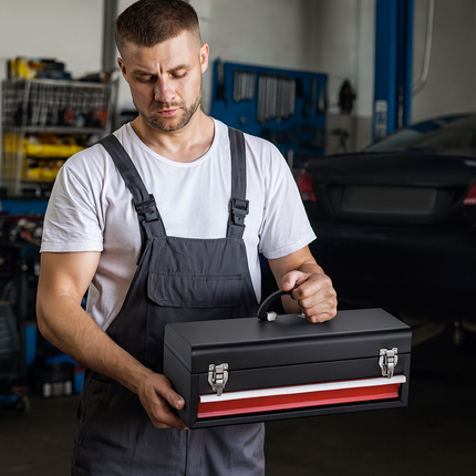 Lockable Tool box With 1 Drawer Portable Metal Tool Organizer Case Waterproof