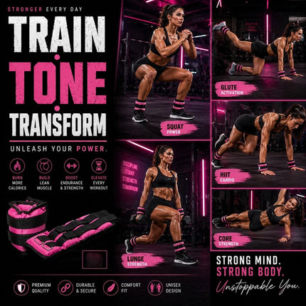 1.5kg Pink Ankle & Wrist Weights Set – 2 Pack