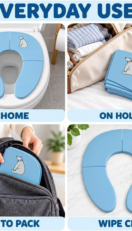 Folding Potty Training Seat Toddler Travel Toilet Trainer For Kids Blue