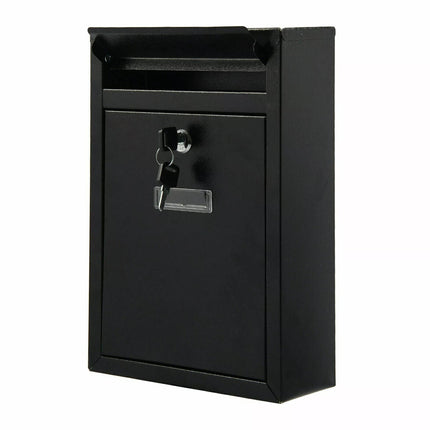 LARGE LETTER BOX POST WITH KEYS MAIL BOX WALL MOUNTED BLACK LOCKABLE POST BOX