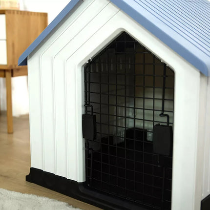 Plastic Dog House Durable Kennel Shelter Weatherproof Indoor Outdoor Pet Home