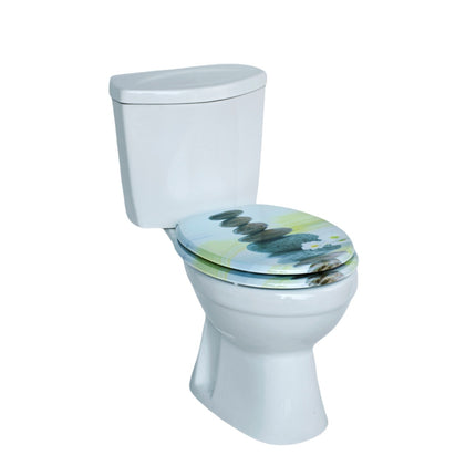 18" Universal Wooden Toilet Seat Easy Fit Bathroom WC Seat with Fixings Hinges