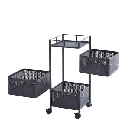 4-Tier Rotating Kitchen Storage Rack Trolley Cart Shelf Veg Serving Stand