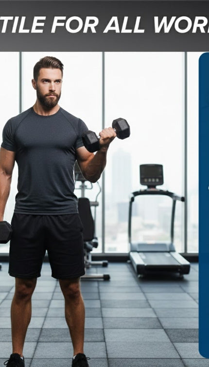 7.5kg Pair Rubber Hex Dumbbells Ergo Hand Weights Gym Strength Home Workoout