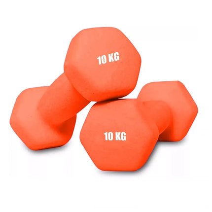 Neoprene Dumbbells 10KG x 2 Weights Iron Hand Aerobic Workout Fitness Gym Orange