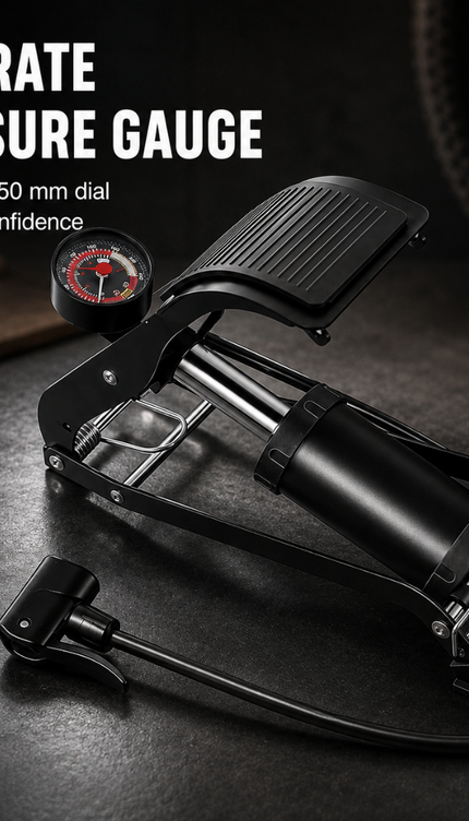 Bike Foot Pump Single Piston with Guage 120PSI Bicycle Universal Smart Valve