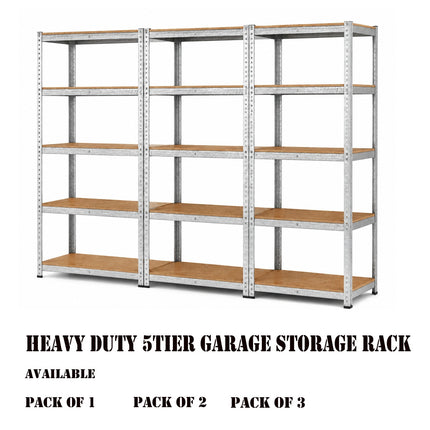 5 Tier Steel Garage Shelving Unit – Silver