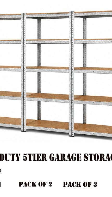 5 Tier Steel Garage Shelving Unit – Silver.