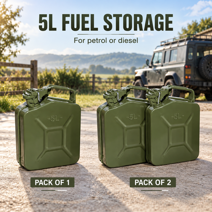 Metal Jerry Can 5L 10L 20L & Spout Heavy Duty Petrol Diesel Storage Container