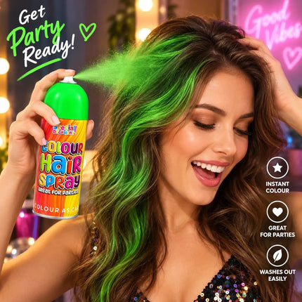 Temporary Hair Colour Spray 200ml Washable Glitter & Classic Dress Party Colours