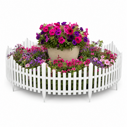 Lawn Border Fence 10PCS White Wood Effect Garden Edging Panels