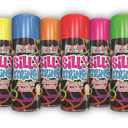 6x Party Silly String Spray Cans Mixed Colours Fun Streamers Party Celebration