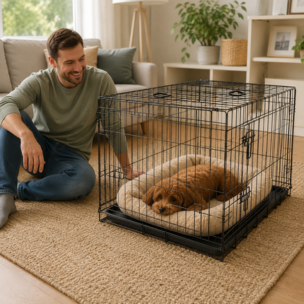 Dog Cage 36 Inch Metal Pet Crate Removable Tray