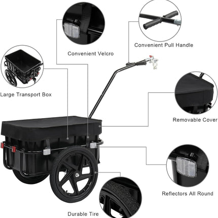 Bike Cargo Trailer with Storage Box & Waterproof Cover