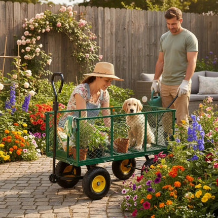Garden Trolley TRAILER Deluxe High Sided Cart 500kg H Duty Festival Camping LARG