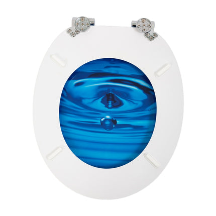 18" Universal Toilet Seat MDF Wooden Bathroom WC Easy Fit + Fittings Novelty