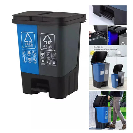 16L 20L 40L Recycling Pedal Bin Double Compartment Kitchen Waste Dustbin