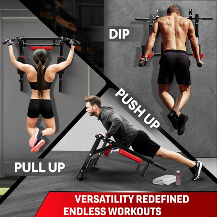 Pull Up Bar Wall Mounted Chin Up H-Duty Power Tower Dip Station Multifunctional
