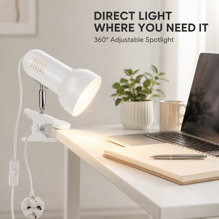Clip On LED Study Lamp E27 For Bed Headboard Desk Shelf Adjustable Reading Light