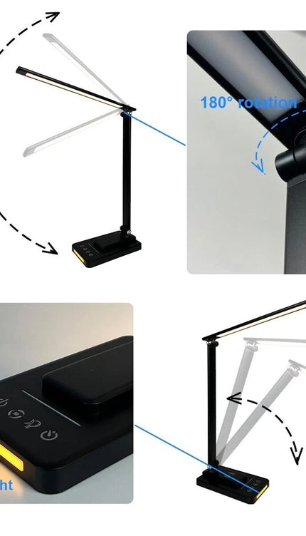 LED Desk Lamp with USB Charging, Night Light & Timer