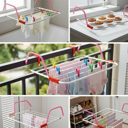 Radiator Laundry Airer Dryer Rack 5 Bar Folding Clothes Towel Washing Rack 3M