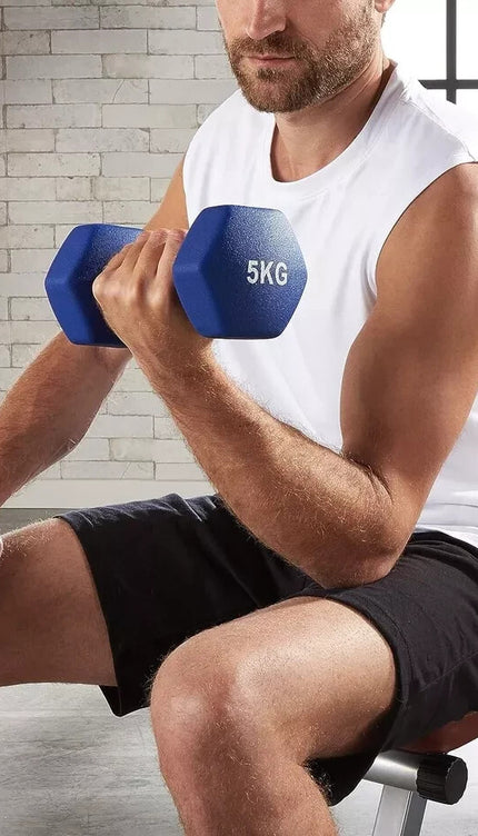 Neoprene Dumbbells 8KG x 2 Weights Iron Hand Aerobic Workout Fitness Gym Blue