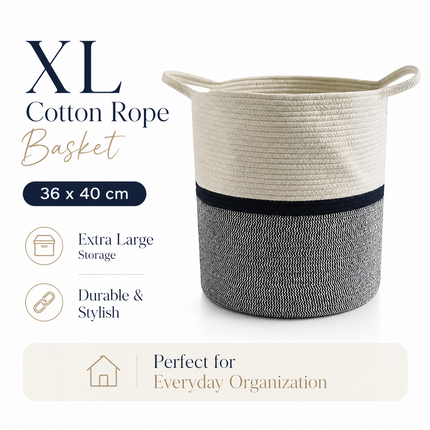 Basket Cotton Rope XL Laundry Clothes Toy Storage Washing Organizer Hamper