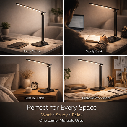 5 Lighting Modes Dimmable LED Desk Lamp Wireless Charging for Home Office